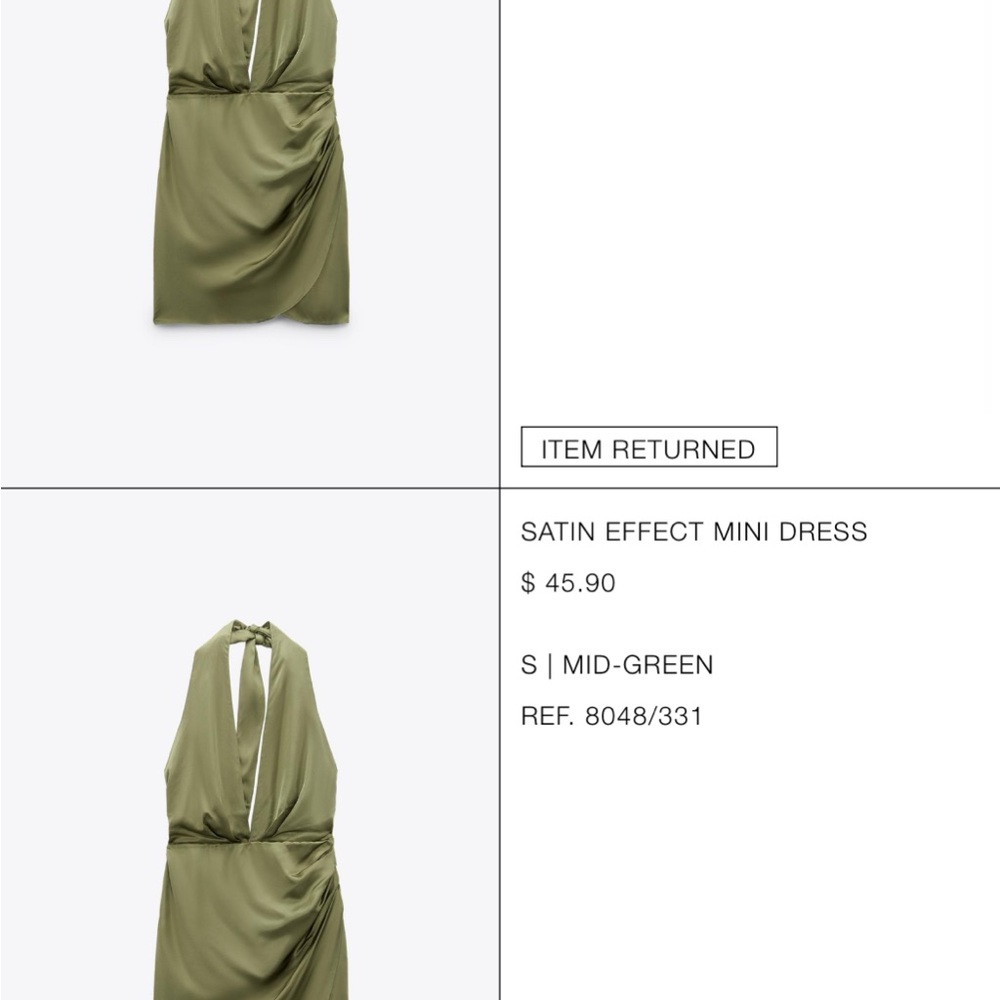 Satin Effect Mini Dress in Green
